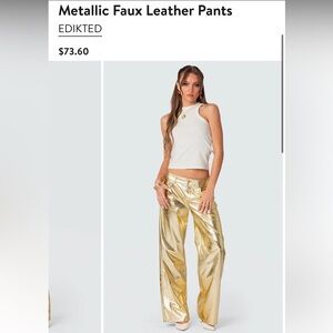 Metallic Faux Leather Pants (GOLD)